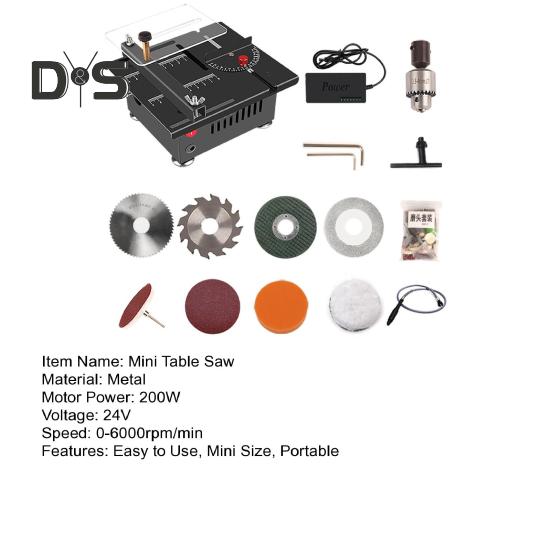 Mini Table Saw with Powerful Motor 6000rpm High Speed Precise Cuts Adjustable Blade Compact Lightweight Design Multifunctional Table Saw Set