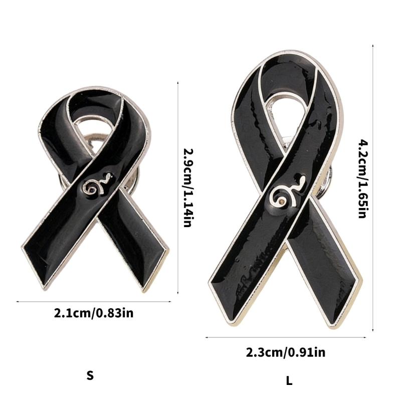 10 Piece Stylish Black Ribbon Badge For Cancer Awareness Programs And Formal Clothing Alloy Enamel Brooch Corsage Pin