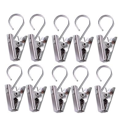 Superhard Thickened Strong Stainless Steel Curtain Clips Hooks Open Curtain Clips Metal Sawtooth Clips(10 Clips InPack)