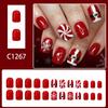 ABS Christmas Fake Nail 24PCS Santa Snowflake Glitters Design Holiday Party Press On Nail For DIY Manicure Comfort Wear