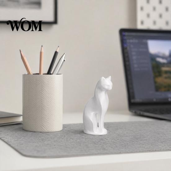Anniversary Gift Cat Figurine Figurine, 3D Printed Small Sculpture, Collectible Animal Desktop Elegant Sitting Figure Ornament for Home Shelf