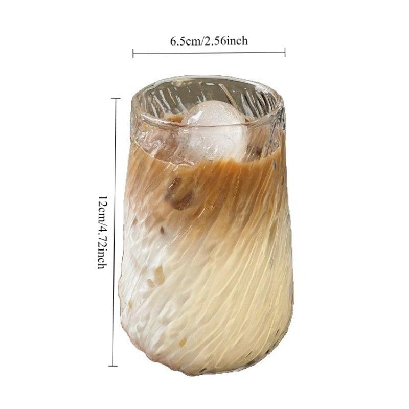 400ML Kaffeetasse Glaswaren Streifen Glasbecher Eisbecher Transparentes Glas Teetasse Trinkgeschirr Saft Milch Mokka Tassen Küchenbedarf