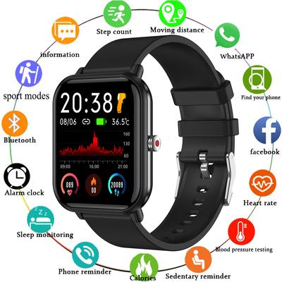 Digital Smartwatch Body Temperature Monitor Fitness Sports Watches Bluetooth Ip68 Waterproof Smart Watch For Android Phones