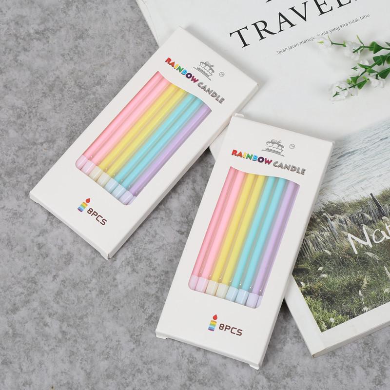 8-Piece Boxed Gradient Rainbow Birthday Pencil Candles