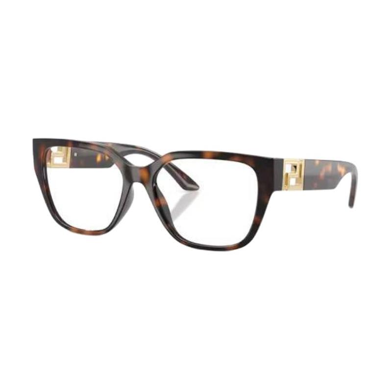 Versace Temple Logo Design Nylon Square Optical Glasses Women's Tortoiseshell 65992118 VE3387U 108-Tortoiseshell 54