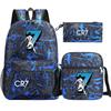 Football Star Cr7 3Pcs Boy Girl Back To School Book Bags, Student Shoulder Bag Pencil Case Backpack, Teenagers Mochila Men Women