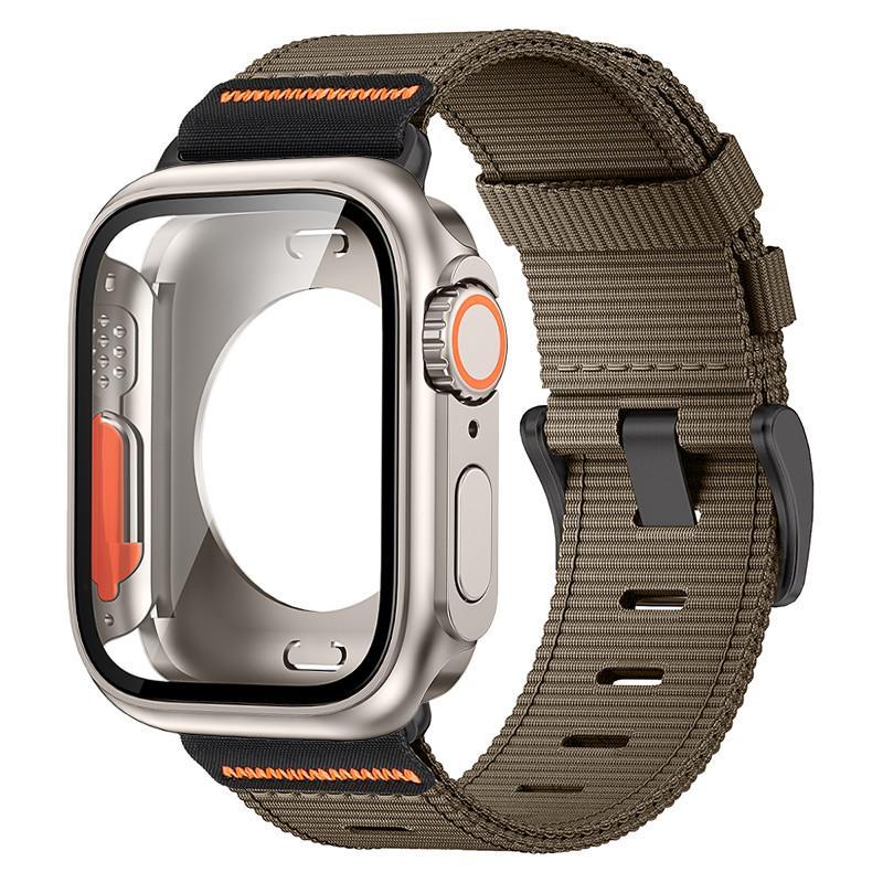 Nylon Loop Strap+PC Case For Apple Watch Series 11 10 42mm 46mm 45mm 44mm 41mm 40mm Cover Band for Iwatch 9 8 7 6 5 SE3/2/1 3 21