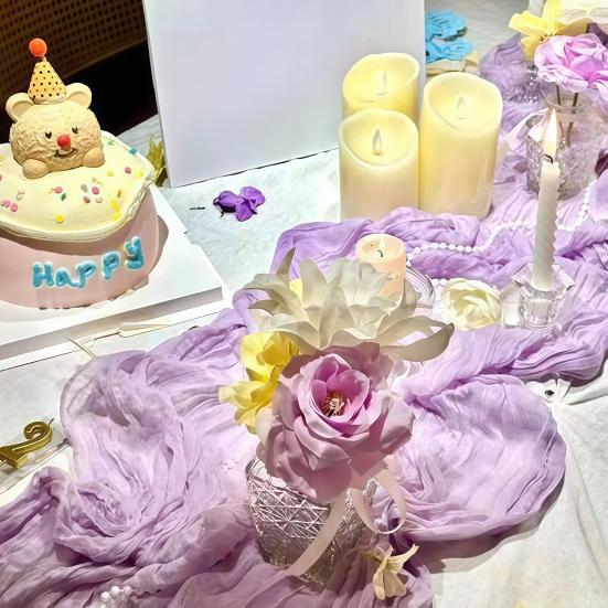 Cheesecloth Table Runner Wrinkled Boho Table Runner 6ft 10ft 13ft Rustic Farmhouse Table Runner for Wedding Engagement Bridal Shower Party Decoration