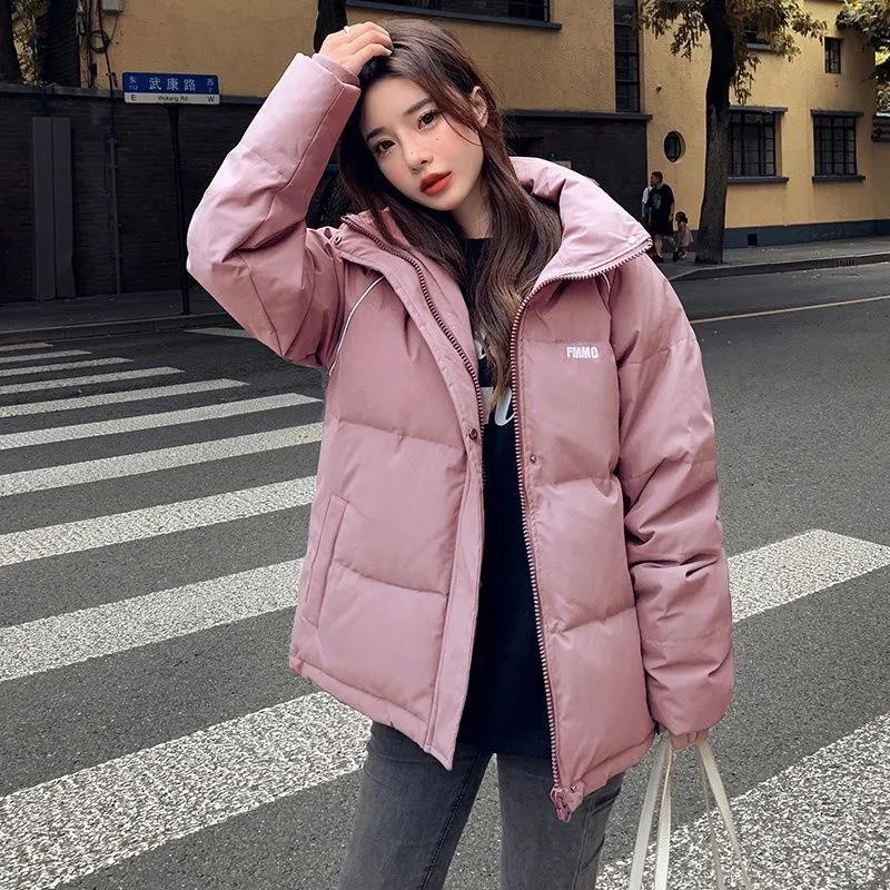 Winter Women's Short Down Jacket Korean Fashion Loose Stand-up Collar Thick Warm Cotton Jacket