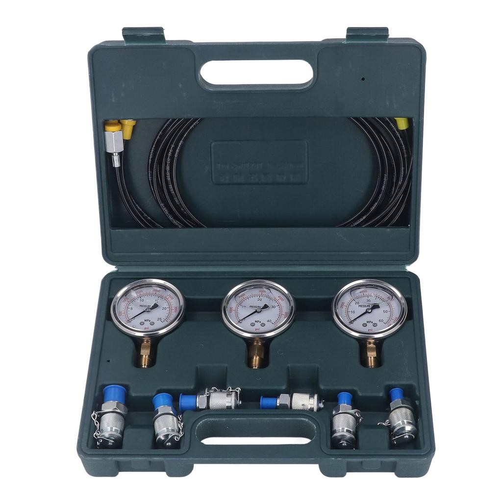 Hydraulic Pressure Test Kit 3 Gauge 6 Coupling 3 Hose Portable Hydraulic Pressure Test Box for Industrial Device