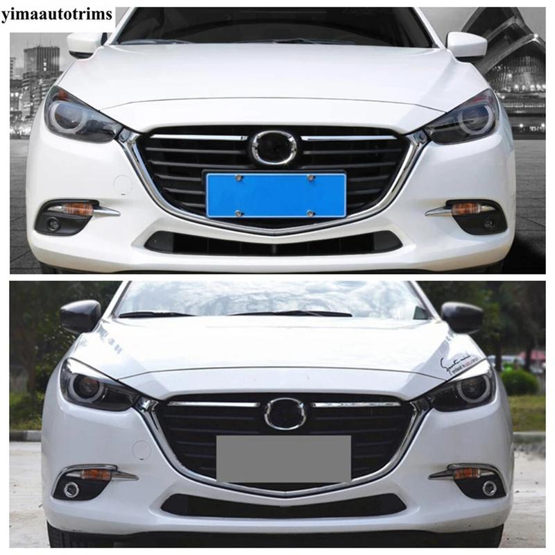 Car Front Hood Grille Grills Strip Decoration Cover Trims Fit For Mazda 3 2017 2018 ABS Chrome Accessories Exterior Refit Kit