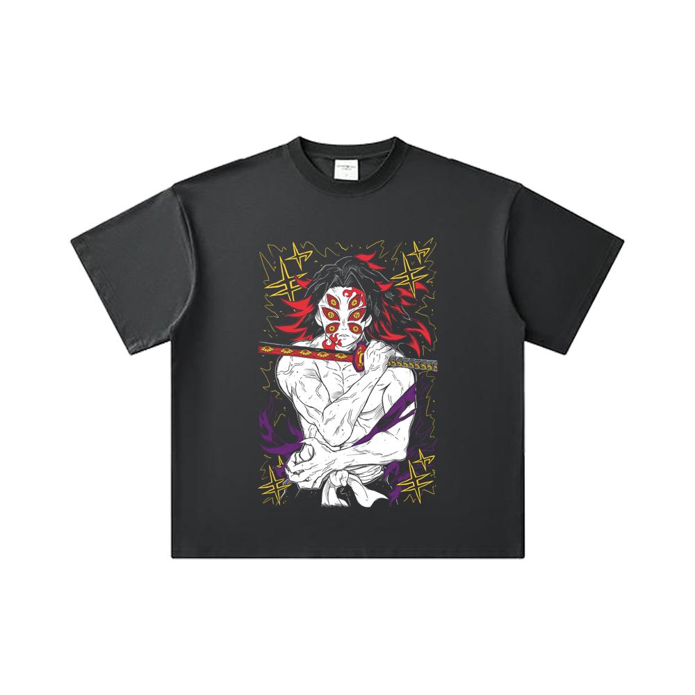 260 GSM Double Yarn 32 Count 100% Cotton Demon Slayer V36 Kokushibo Print Unisex Heavy Cotton T Shirt