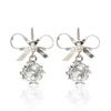 Zircon Bow Tassel Dangle Earrings - Korean Fashion Versatile Studs for Women