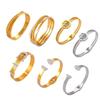 European & American Light Luxury Titanium Steel Gold-Plated Open Design Bracelets with Rhinestone Inlay for Women