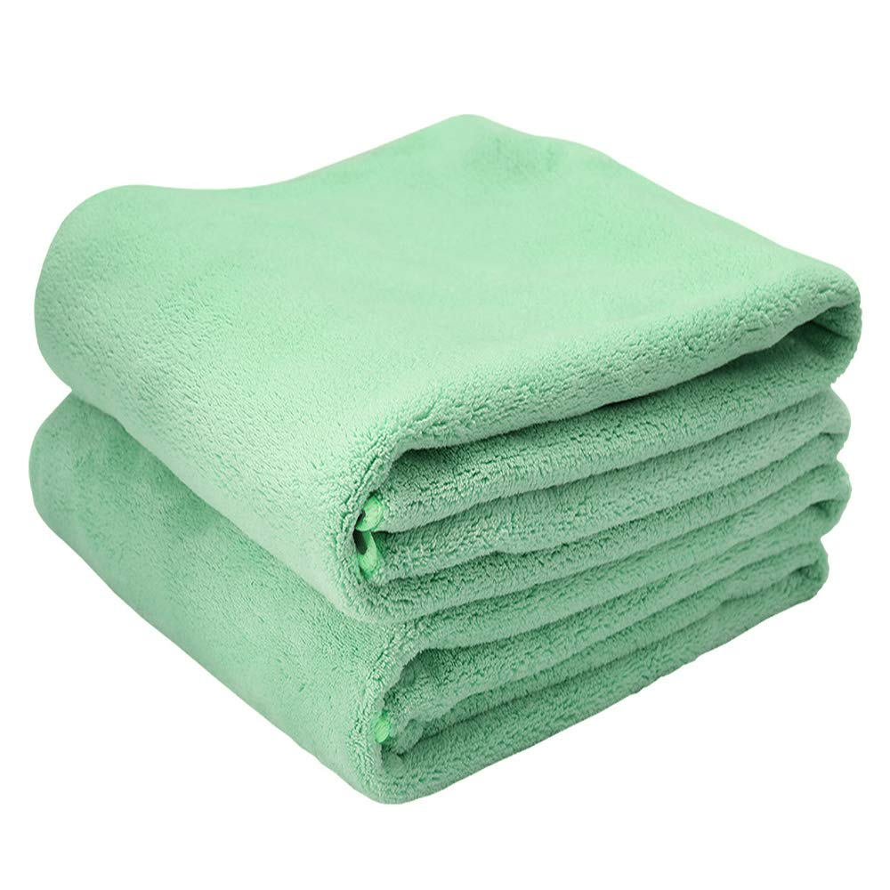 

imaa Mini Bath Towels, Microfiber, Micro Double Soft, Absorbent, Quick-Drying, Green, 2-Piece Set