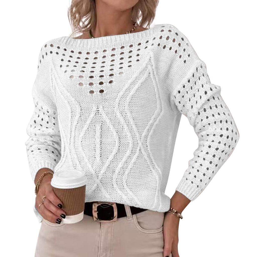 Dámská móda Ležérní Dlouhý rukáv Jednobarevný Volný Pulovr přes jedno rameno Dlouhý rukáv Dutý svetr