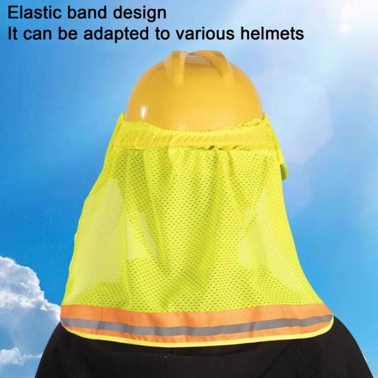 Sun Hat with Neck Scarf Decor Mesh Design UV Protection Visibility Reflective Belts Hard Hat