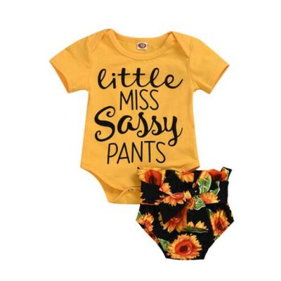 Sunflower Short Pant Summer Outfits Clothes Toddler Kids Girls Clothes T-Shirt Dress Top