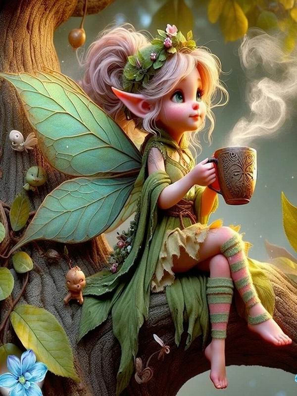 FULLCANG DIY Абстрактная Мозаика Мультяшные Эльфы Кофе Алмазная Живопись Новая Коллекция Картина Полная Вышивка Стразами Наборы Round 20x25cm