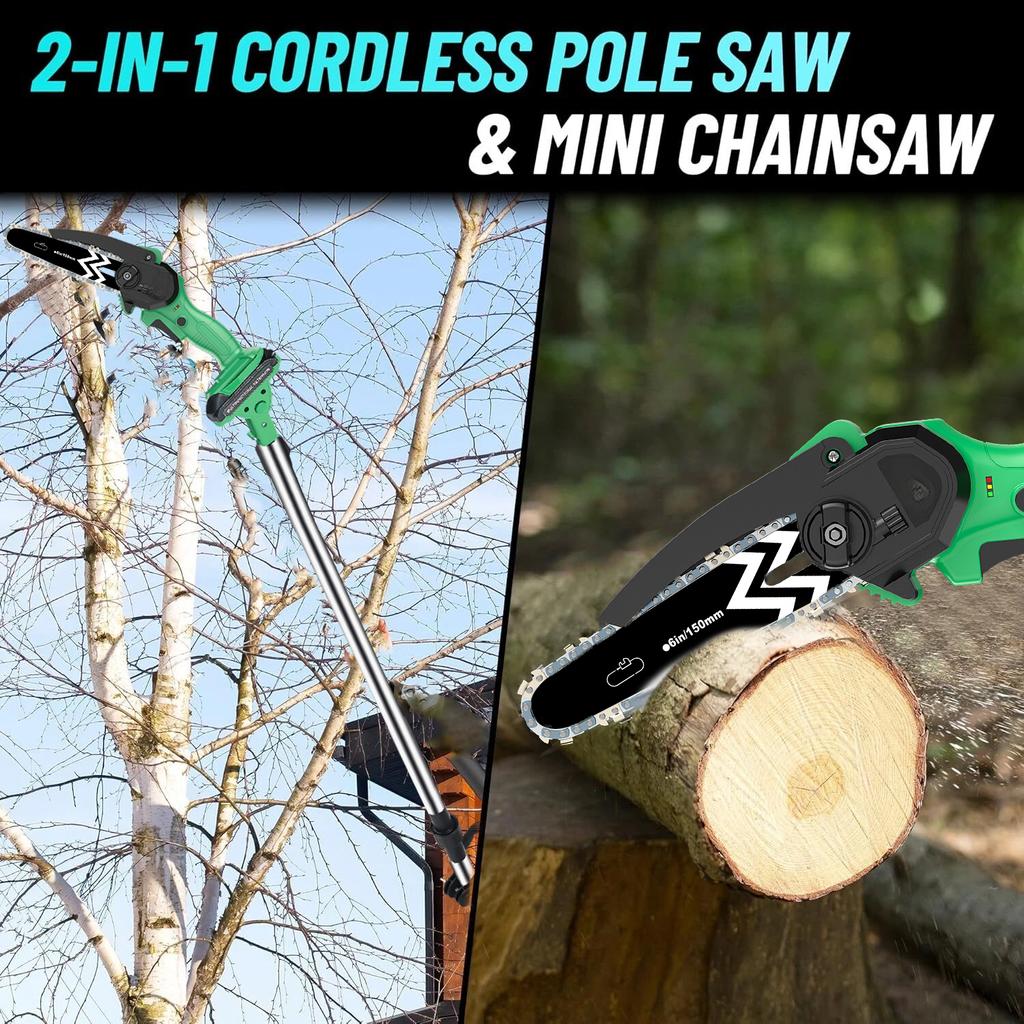 20V Cordless 2 In 1 Pole Saw DIY Grade Chainsaw with Long Pole for Wood Cutting Local EU Warehouse