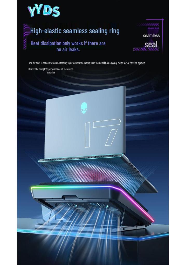 Gaming Laptop Cooling Stand with Silent Air-Cooled Fan for Efficient Heat Dissipation