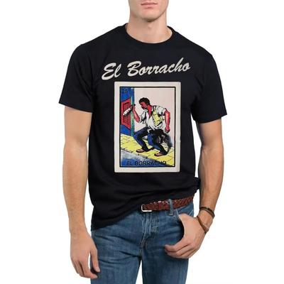 El Borracho Loteria Meksykańskie Bingo T-Shirt Nowość Zabawny Rodzinny T-shirt Czarny Nowy