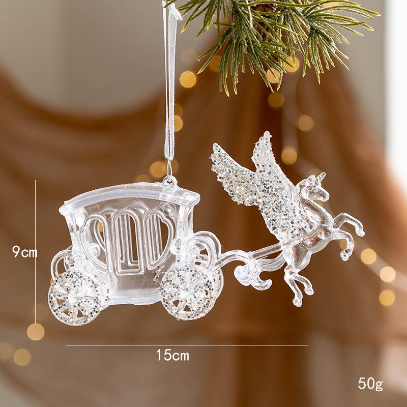 Christmas Tree Atmosphere Hanging Decoration Transparent Acrylic Craft Snowflake Deer Angel Pendant Christmas Decoration Gift