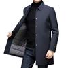 Casaco Longo de Penas Trench Coat de Penas Negócios [FJSSLHXK] Casaco Masculino, Sobretudo, Corta-vento, Roupa Exterior, Outono/Inverno, Azul Marinho, FJPJJF38-NAVY-L