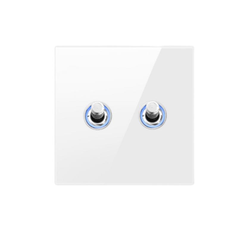 Hvit herdet glass Europeisk Vintage vippebryter for vegglampe, 110-250V 1-polet 2-veis Elektrisk på/av med LED-indikator