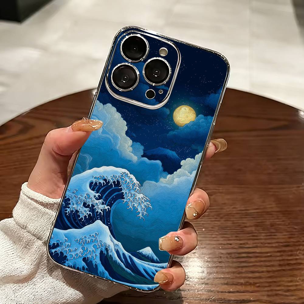 Kanagawa Great Wave-e Phone Case Transparent Silicone Soft For iPhone 17 16 15 14 13 12 11 Mini Pro Max Plus