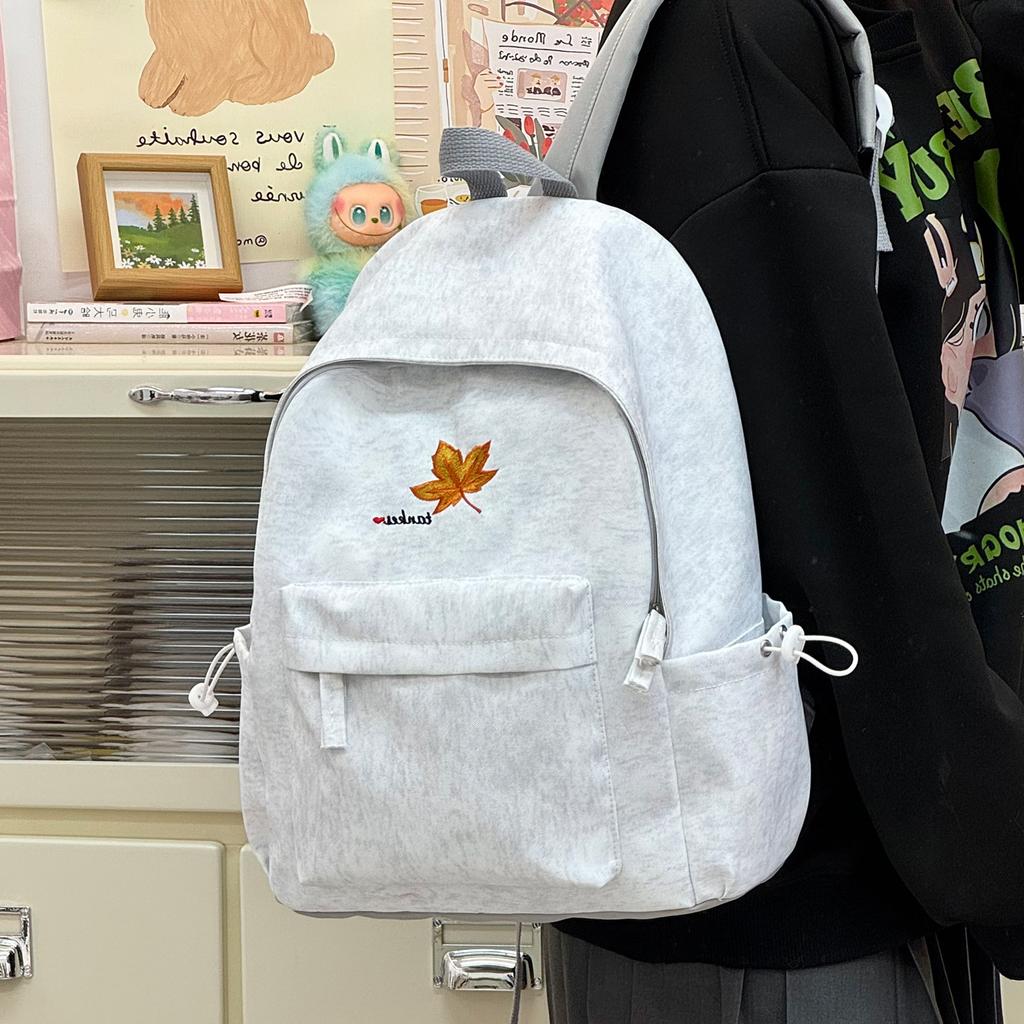 Schoolbag Korean ins Maple Leaf Embroidery Mori Small Fresh Junior High School Student School Bag High Value Sweet Soft Sister Backpack