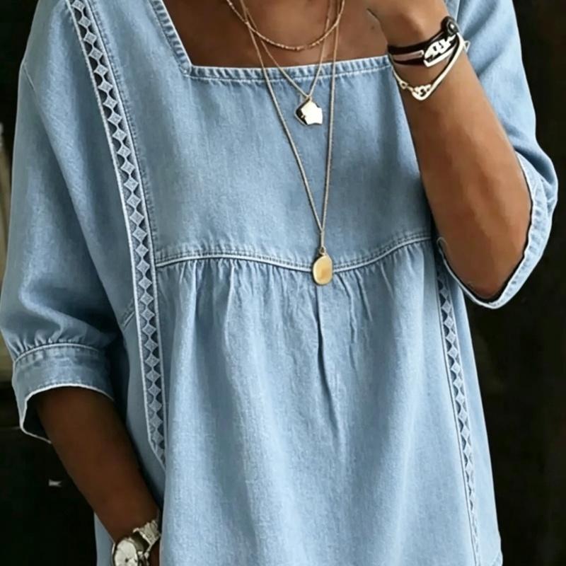 temu Color Block Blouse European Style 2XL