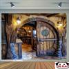 2D plane, 2D plane banner, single banner, medieval tavern wooden door backside