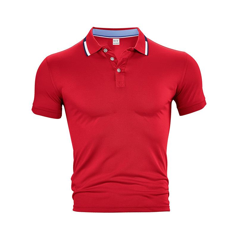 

Поло с коротким рукавом Летнее спортивное повседневное Однотонное Лацкан Быстросохнущее Поло S красный