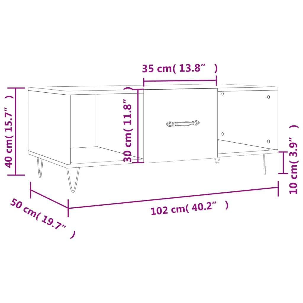 Coffee Table Black 102x50x40 Cm Particleboard