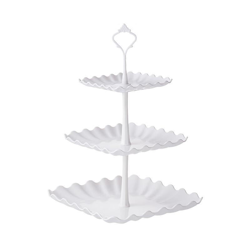 ZISIZ 3-Tier Square White Wavy Rod Serving Stands - 2 Pack