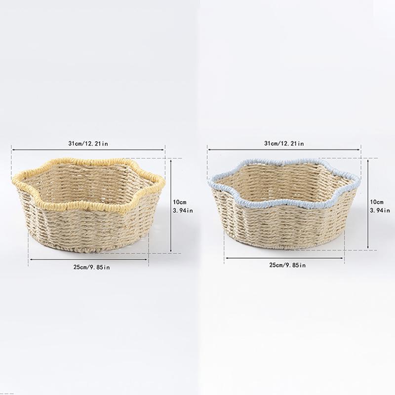 1PC Bin Foldable Rattan Style Bohemian Style Desktop Multipurpose Handwoven Eco-Friendly Paper Rope Minimalist 31x31x10cm