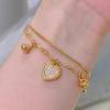 ANENJERY Gold Color Love Heart Zircon Pendants Bracelet Double Layer Chain Charm Valentine's Day Jewelry Gifts For Women Lovers