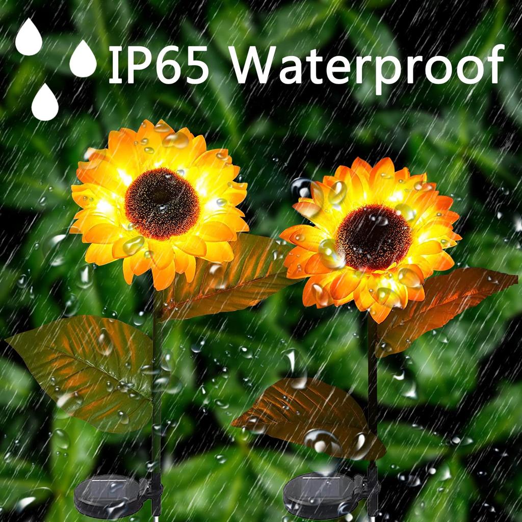 4Pack Solar Sunflower Lights Outdoor Flower Garden Stake Lights Waterproof Thanksgiving Decor for Grave Pathway Wedding Party