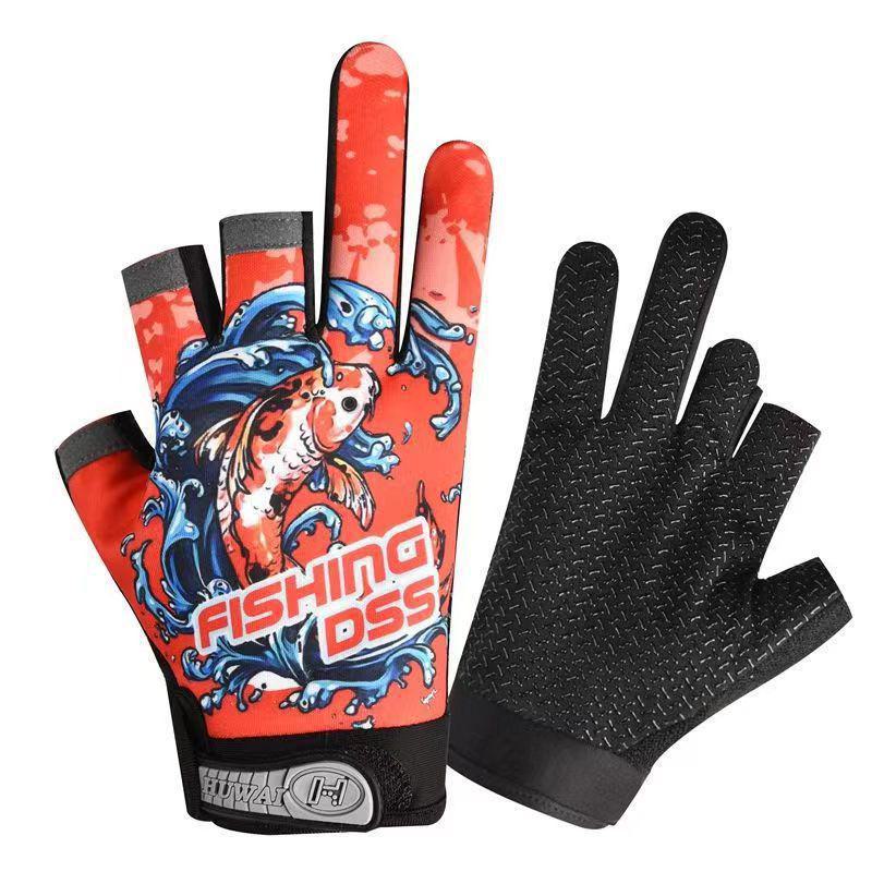 Angelhandschuhe für den Sommer: Sonnenschutz, Drei-Finger-Design, rutschfest, stichfest, durchstichsicher, verschleißfest, Antihaft-Köder.