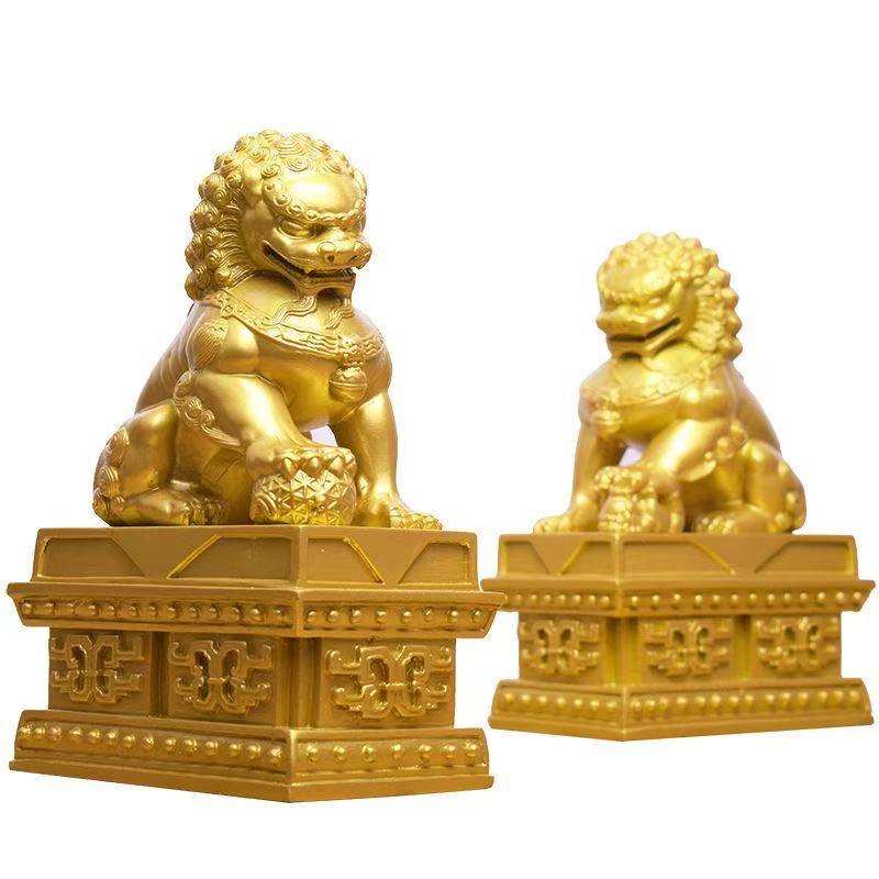 Harz Beijing Palastmuseum Löwenfiguren und Statuetten Chinesische Maskottchen Haus Zimmer Büro Reichtum Glück Feng Shui Dekoration ein Paar