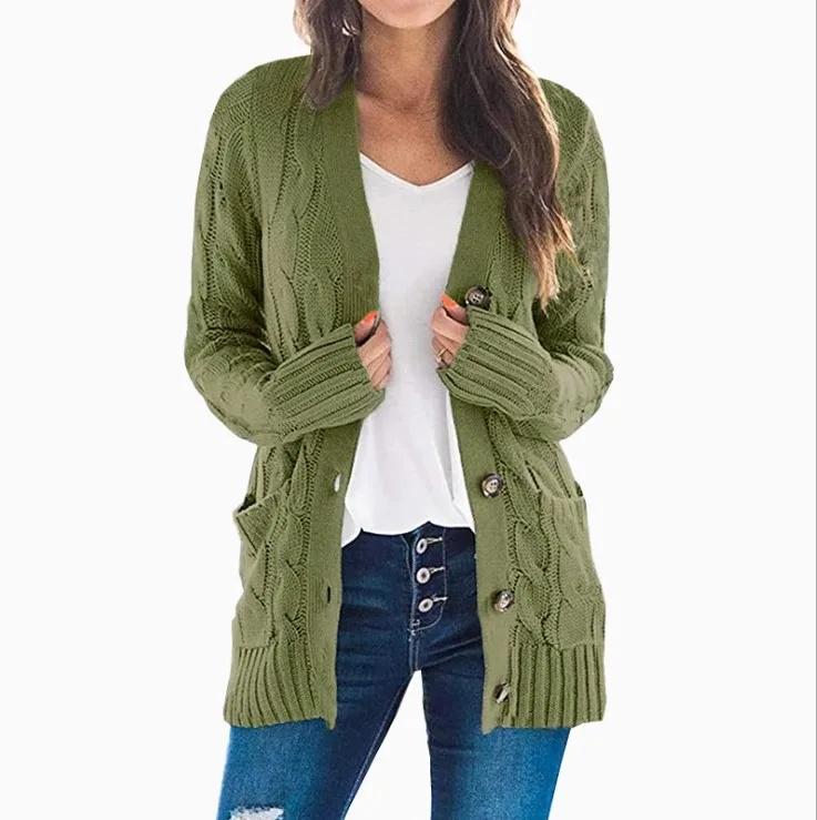 Women's Medium-Length Sweater Cardigan Hooded Jacket Fashionable Clothing From Europe and America
