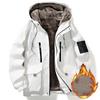 Winter Thickened Fleece Lined Jacket Men's Loose Warm Cotton Coat Youth Outerwear Hooded Casual Long Sleeve Zipper Closure Coat