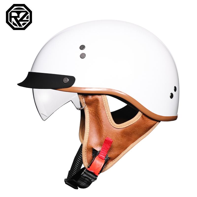 Motorcycle helmet retro German half helmet jet 2/1 helmet with built-in transparent lens DOT approved