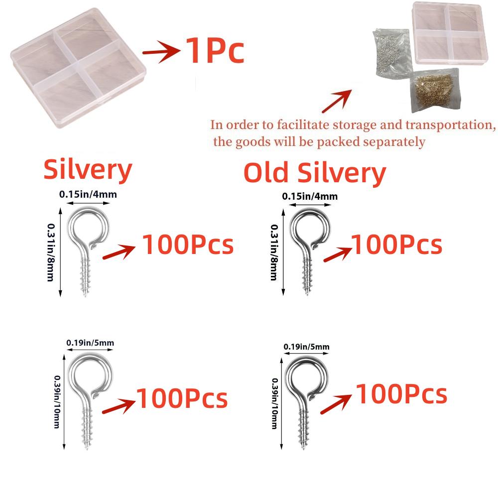 

400 шт./набор 5x10 мм Золотисто-серебристые гвоздики с овечьим глазом из сплава, винтовые штифты с проушиной для изготовления украшений своими руками, набор аксессуаров для браслетов и ожерелий серебряный/старый серебряный
