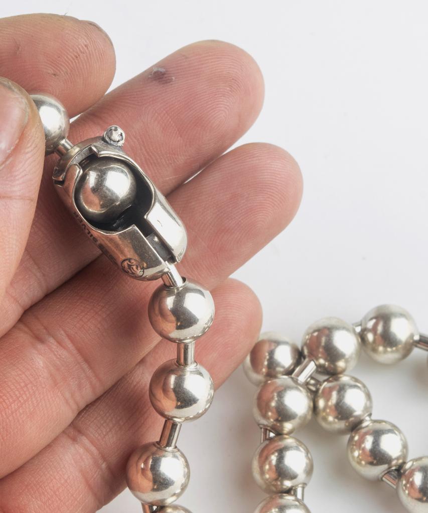 Sheen666 Cross Bone Ball Chain Silver Necklace 8Mm