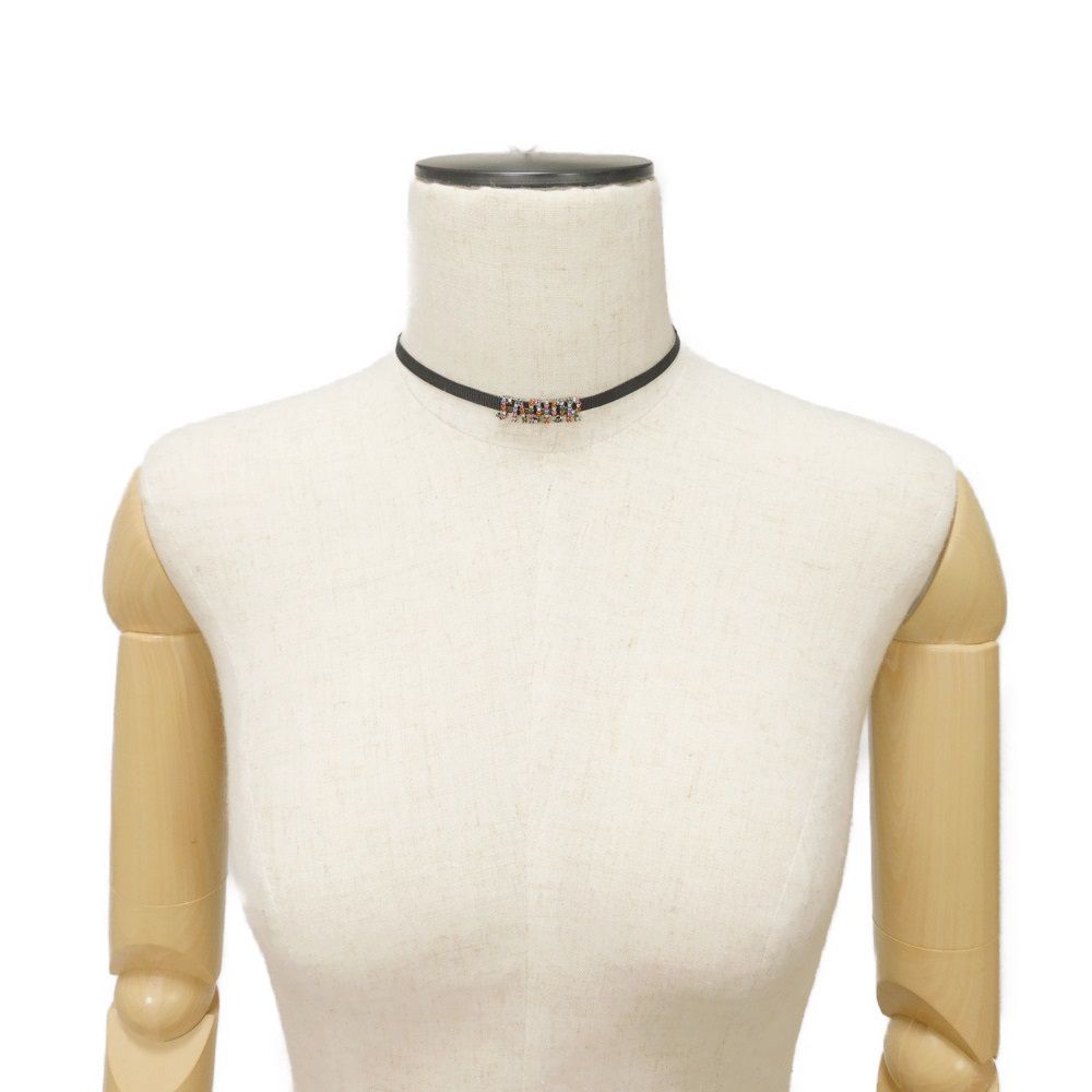 Used J'ADIOR crystal choker (N0681ADRCY 7984) in excellent condition with a black ribbon inset and CD logo in clear
