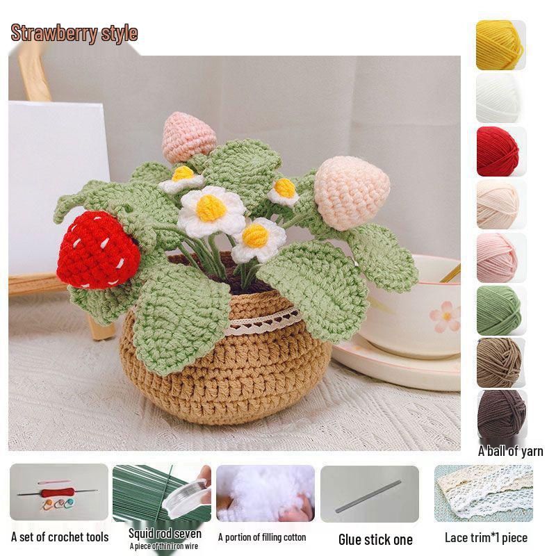 Crochet Tulip & Daisy Potted Bouquet Kit - Yarn Flowers & Ornaments