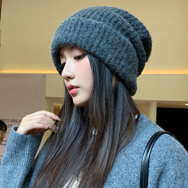 

Hat Women s Autumn and Winter Pullover Hat Outdoor Knitted Wool Stacking Hat Fashion Cold Hat one size
