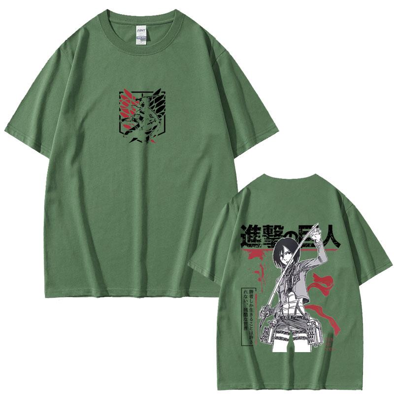 Anime Attack on Titan Mikasa AckerUnisex Merch Tshirt Unisex Women Unisexga Harajuku Oversized T Shirt Male Casual Retro Cotton Tshirts